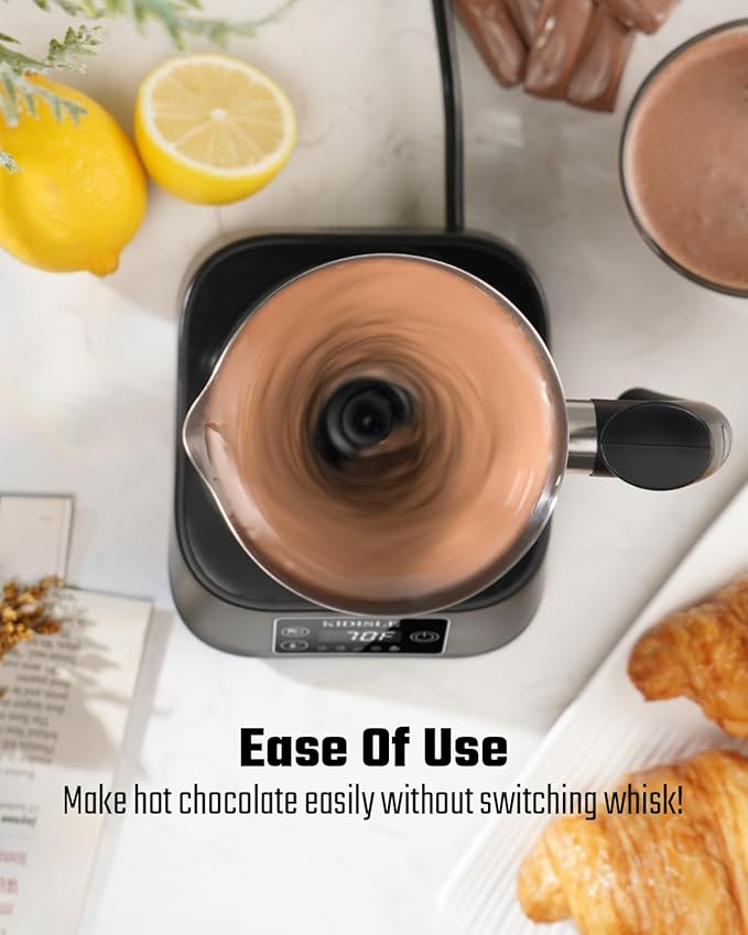 5-in-1 Milk Frother and Steamer, 17oz Detachable Frother with Adjustable Temperature, Stainless Steel Milk Steamer, Hot & Cold Foam Maker for Coffee, Latte, Hot Chocolate, Dishwasher Safe