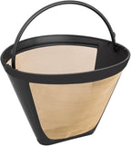 Gold Coffee filter - Permanent Reusable #4 Cone Shape metal Coffee Filter Compatible with Ninja CFP301 CFP201 Coffee Accessories - 4-1PCs