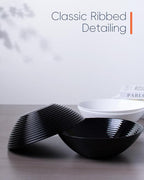 54 OZ Salad Bowl Set of 2, Opal Glass 9.5 inch Serving Dishes for Salad, Fruit, Kitchen Microwave & Dishwasher Safe, Black