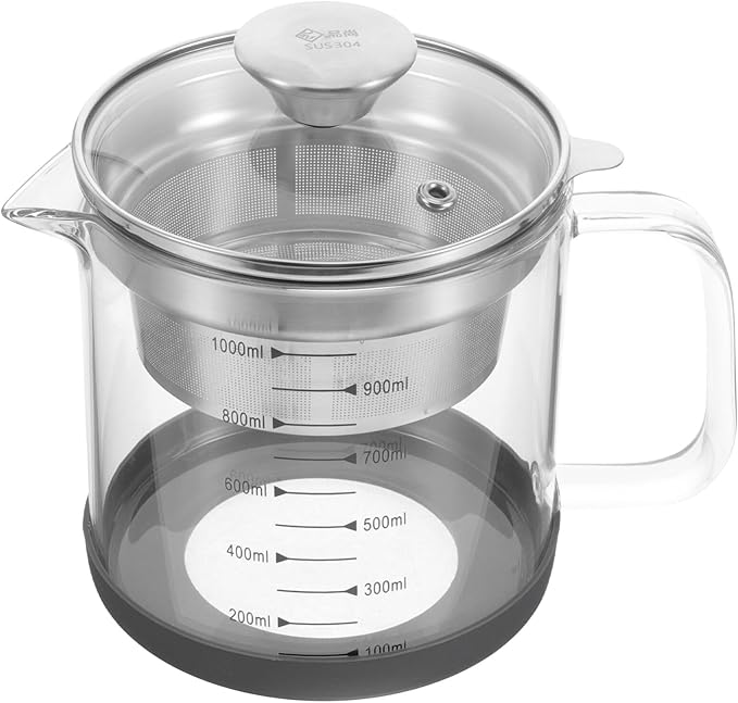 Juice Strainer Yogurt Strainer with Lid - Stainless Steel Soy Nut Milk Filter Food Maker - Iced Tea Pitcher Juice Tea Filter Pot with Scale for Making Yogurt Soybean Milk, 1.5L