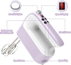 9-Speed Digital Hand Mixer Electric, 400W DC Motor, Hand Mixer electric Handheld with Snap-On Storage Case, Touch Button, Turbo Boost, 5x Stainless Steel Accessories (Lilac Purple)