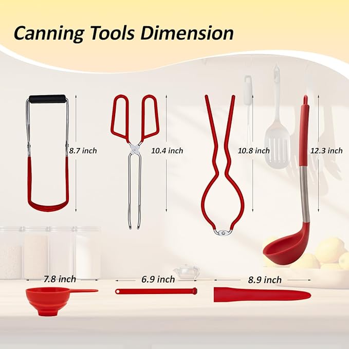 Stainless Steel Canning Pot with Rack & Lid, 21.5 QT Water Bath Canner for Canning, Complete Canning Supplies Starter Kit with Tools, Funnel, Jar Lifter, Tongs for Beginners and Home Use