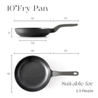 Nonstick Frying Pan, 8/10/12 Inch Skillet with Stay Cool Handle, Fully Coated, Induction Compatible & Oven Safe, 100% Dishwasher Safe, PTFE & PFOA Free（10 Inch, Black Sesame）