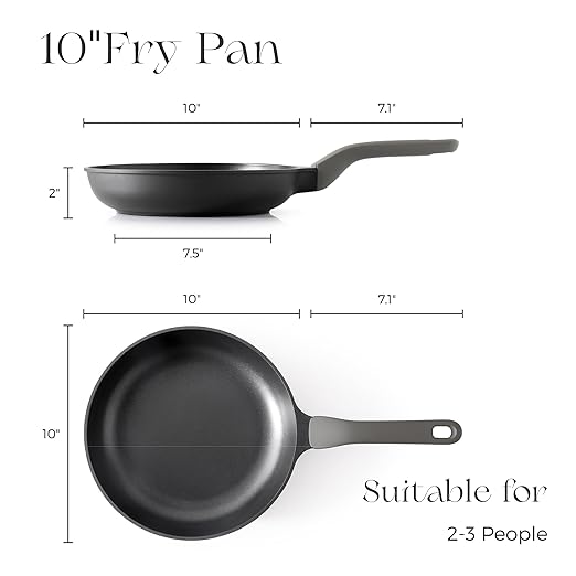 Nonstick Frying Pan, 8/10/12 Inch Skillet with Stay Cool Handle, Fully Coated, Induction Compatible & Oven Safe, 100% Dishwasher Safe, PTFE & PFOA Free（10 Inch, Black Sesame）