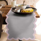 Folkulture Table Runner | Table Runners 108 inches Long | Scallop Table Runner for Farmhouse Decor or Boho Decor | Purple Table Runners for Dining Room Table Decor | Table Decorations for Party