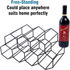 Urban Deco Small Wine Rack 9 Bottle Holder - No Need Assembly Modern Metal Wire Black Wine Storage for Countertop Table Top Coffee Bar Kitchen