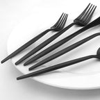 Matte Black Silverware Set, Vanys 30 Piece Stainless Steel Cutlery Flatware Set, Kitchen Utensil Sets for 6, Tableware With Knife Spoons And Forks Set, Satin Finished Polished