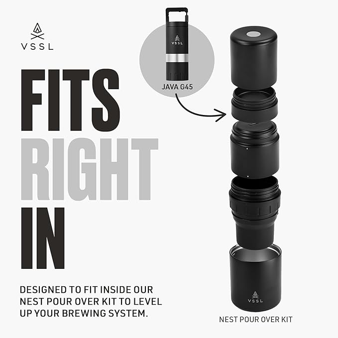 Java G45 Manual Coffee Grinder | Coffee for Camping | Bean Grinder | Travel Pour Over | Stainless Steel Conical Burr | ~ 45 Gram Capacity | Extendable Grind Handle | 50 Grind Settings | Black