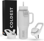 Coldest Tumbler with Handle and Straw, 100% Leak Proof Insulated Tumbler with Lid and Straw (3 Lids), Stainless Steel Tumblers for Women & Men, Cup Holder Friendly, 36 oz (Saving Private Camo)