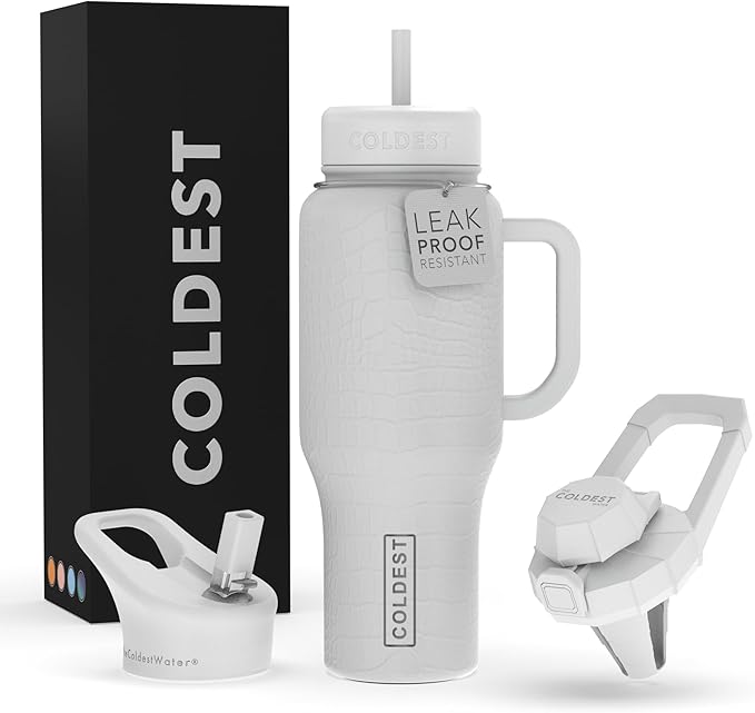 Coldest Tumbler with Handle and Straw, 100% Leak Proof Insulated Tumbler with Lid and Straw (3 Lids), Stainless Steel Tumblers for Women & Men, Cup Holder Friendly, 36 oz (Saving Private Camo)