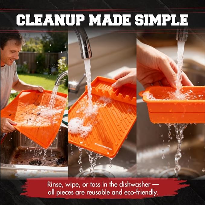 KITCHEN PERFECTION Ultimate Kit for Blackstone Griddle 36 Inch - Silicone Griddle Cover Mat + Griddle Accessories Mat + 2 PCS Silicone Grease Cup Liners Hermetic Protection from Rust & Debris All Year