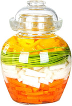 1.5L Glass Jar with Lid Fermentation Jar, Traditional Fermenting Kit Crock with Water Seal Airlock Lid, Pickle Jar for Pickles Kimchi, Sauerkraut, Wine Brewing Kombucha