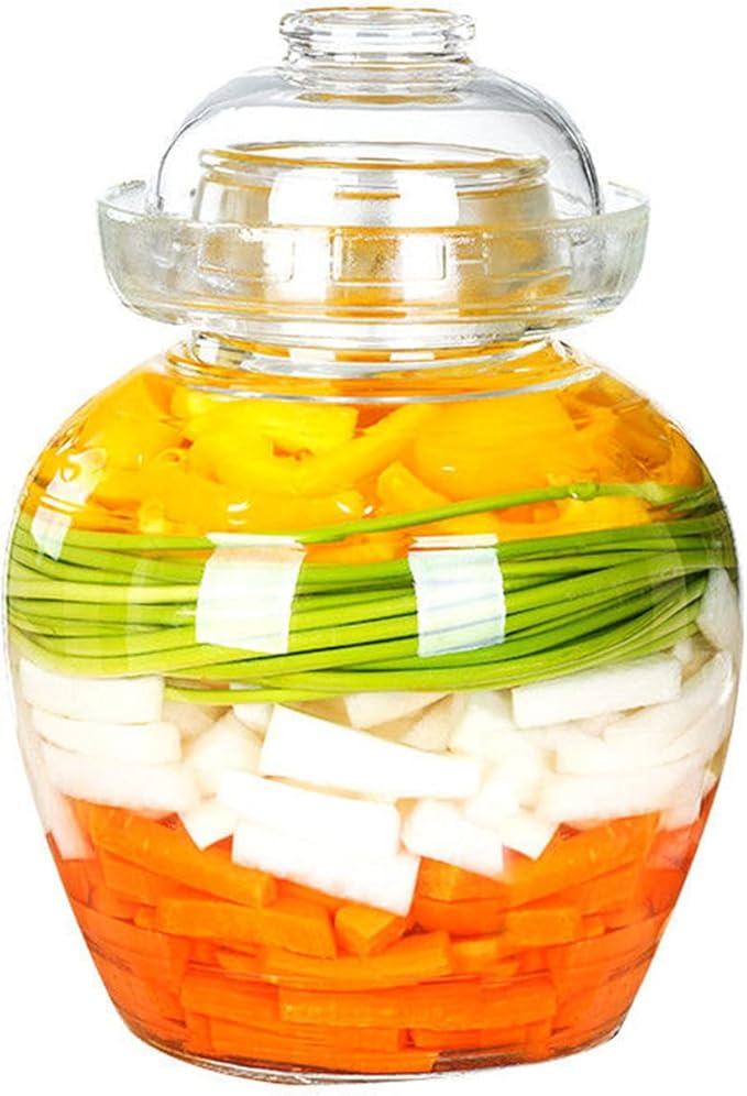 1.5L Glass Jar with Lid Fermentation Jar, Traditional Fermenting Kit Crock with Water Seal Airlock Lid, Pickle Jar for Pickles Kimchi, Sauerkraut, Wine Brewing Kombucha