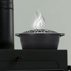 Wood Stove Steamer Humidifier 2.5 Quart with Decorative Wolf Pattern, Cast Iron Steamer for Wood Stove Rust Resistant Matte Black