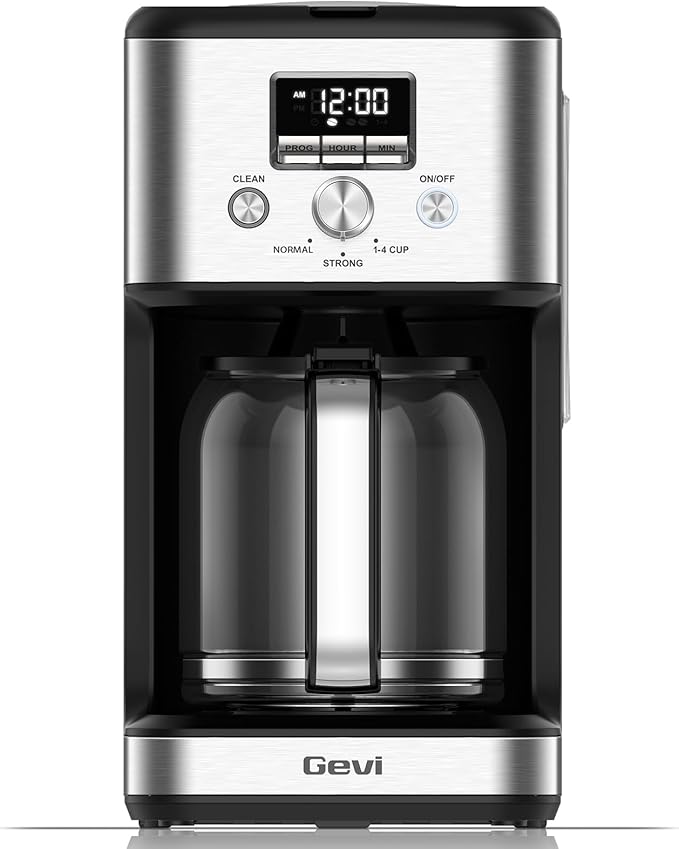 Gevi 14-Cup Drip Coffee Maker, Programmable with Timer for Home & Office, 2-Hour Warm, Pause & Serve, Glass Carafe
