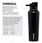 Corkcicle Sport Canteen Insulated Tumbler, Gloss Black, 20 oz – Reusable Water Bottle Keeps Beverages Cold for 25 Hours & Hot 12 Hours – Cupholder Friendly Tumbler with Screw-On Cap