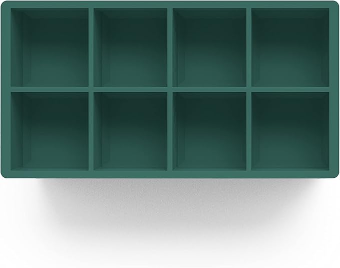 glacio Ice Cube Molds – 2-Pack Silicone Trays for 8 Large Square Cubes – Slow-Melt Ice for Whiskey, Cocktails, Coffee & More