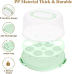 Cake Carrier with Lid and Handle, Cake Stand Cupcake Containers for 10 inch Cake with 2 Handles Cupcake Holder, 3 in 1 Transport Storage Container for Cake Pie Muffin Pizza，Green Round Cake Carriers