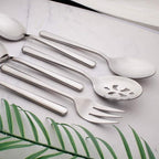 Serving Spoons*2 Slot Spoons* 2 Forks *2 Buffet Colander Stainless Steel Banquet Set, Set of 6. Lenght 9" (6-spoon forks set)