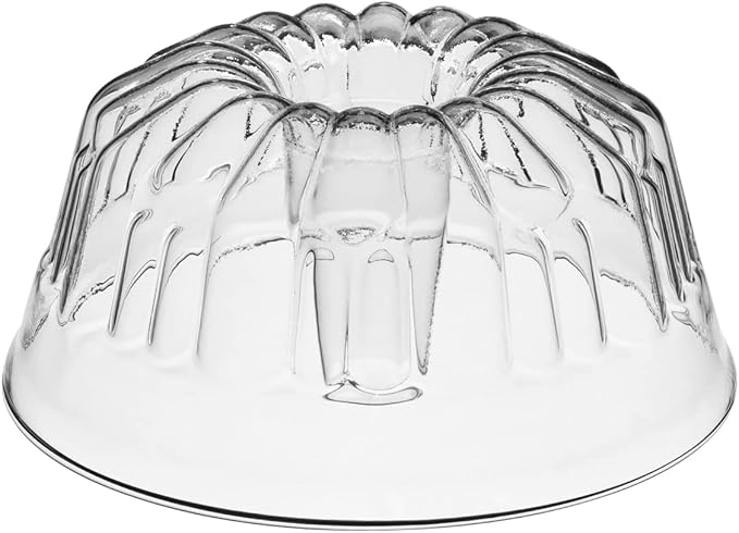 SIMAX Clear Glass Fluted Bundt Cake Pan | Heat, Cold, and Shock Proof, 2.1 Quart (8.4 Cups), Made in Europe, Great for Ring Cakes, Puddings, Desserts, Monkey Bread, and More, Dishwasher Safe
