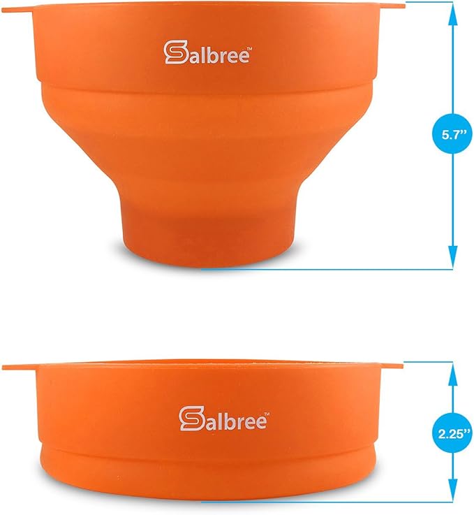 The Original Salbree Collapsible Silicone Microwave Popcorn Popper Maker Machine, Microwavable Bowl Holds 16 Cups, Uses Hot Air and Oil Always Optional - The Most Colors Available (Orange)