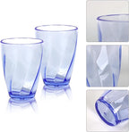 Topsky 12-ounce Plastic Water Tumblers | Set of 4 Transparent Unbreakable Drinking Glasses Clear Acrylic Reusable Juice Wine Cups for Home Picnic Party, Dishwasher Safe, Stackable,Blue