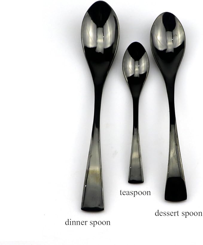 JASHII 18/10 Stainless Steel 20 Piece Mirror Polished Black Flatware Set,Dinner Knife Fork Salad Fork Coffee Spoon，Service for 4 ，Black Utensil Sets
