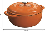 Lodge 6 Quart Enameled Cast Iron Dutch Oven with Lid – Dual Handles – Oven Safe up to 500° F or on Stovetop - Use to Marinate, Cook, Bake, Refrigerate and Serve – Pumpkin