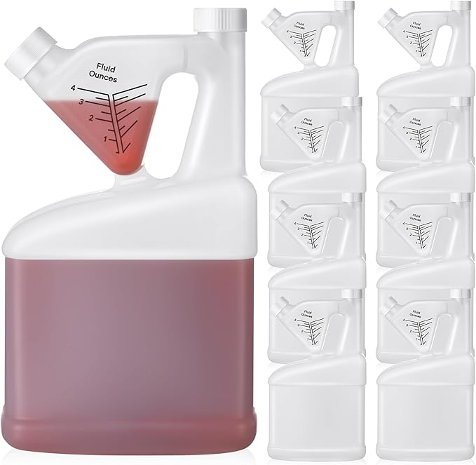 8 Pcs 64 oz Measure Container Tip and Pour Measuring Containers Plastic Measuring Bottle, up to 4oz Measuring Capacity