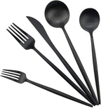 Gugrida Black Flatware, Royal 20 Piece Luxury Matte Finish 18/10 Stainless Steel Tableware Sets for 4 Including Forks Spoons Knives, Camping Silverware Travel Utensils Set Cutlery (Black)