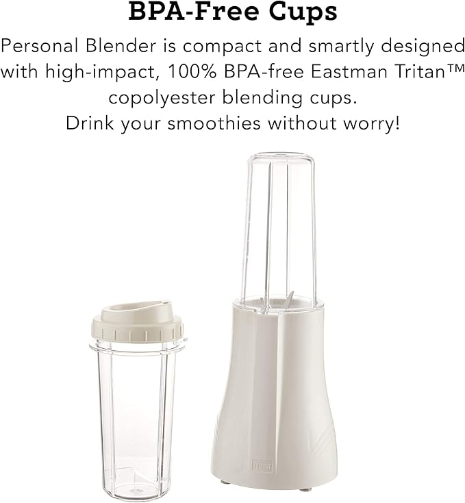 Tribest PB-250XL-A Kitchen Grinder & Personal Blender for Shakes and Smoothies with BPA-Free Portable Blender Cups, White