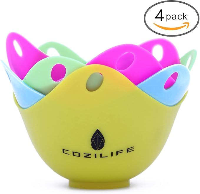 Egg Poacher – COZILIFE Silicone Egg Poaching Cups with Ring Standers, For Microwave or Stovetop Egg Cooking, Kraft Box Packing, BPA Free, Pack of 4