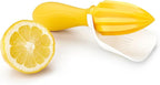 Tovolo Citrus Reamer with Seed Catcher, White & Yellow – Ergonomic Handheld Juicer for Lemons, Limes, Oranges, BPA-Free, Dishwasher Safe