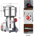 Electric Grain Grinder Mill 1000g High-speed Spice Herb Mill Commercial Powder Machine for Dry Cereals Grain Herb Spice Coffee Corn Bean (1000g Stand Type)