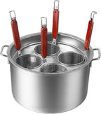 Pasta Cooker Insert Set Stainless Steel Pasta Pot With Strainer Basket Multipots Cooking Tool For Noodles Dumplings Pasta For Home Kitchen Restaurant,4 Holes