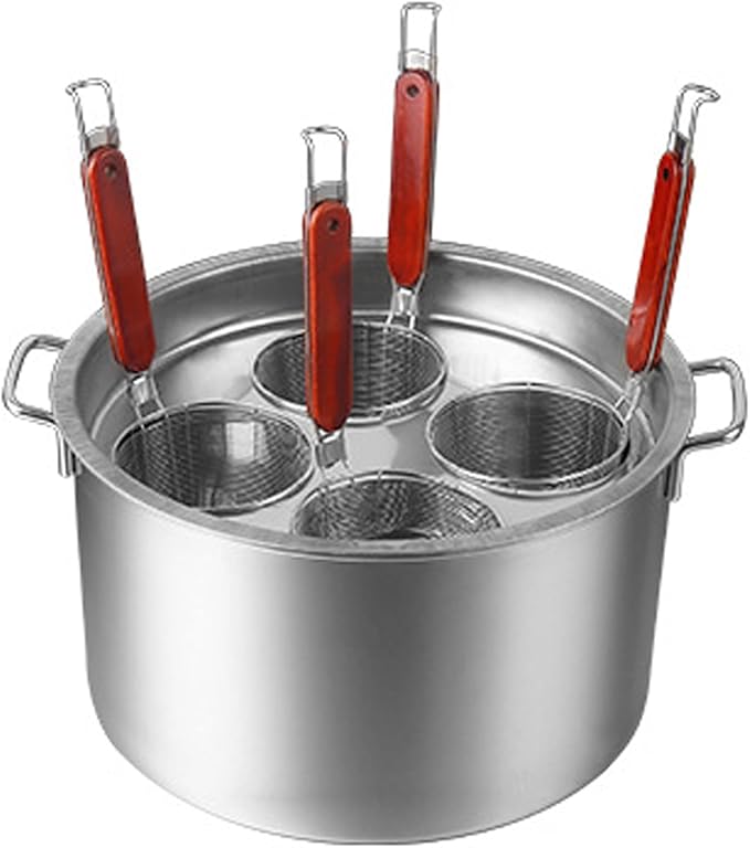 Pasta Cooker Insert Set Stainless Steel Pasta Pot With Strainer Basket Multipots Cooking Tool For Noodles Dumplings Pasta For Home Kitchen Restaurant,4 Holes
