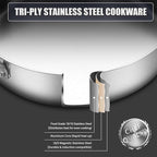 14 Inch Paella Pan with Lid - Premium Stainless Steel Paellera | Large Everyday Frying Pan & Skillet for 8-10 Personas