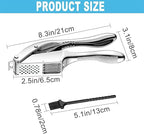 Garlic Press and Slicer 2 in 1, Rust Proof & Dishwasher Safe Professional Garlic Mincer Tool, Effortlessly Crush and Mince Garlic with this Ergonomic Handle-Garlic Slicer & Brush ANCQMI(Silver)