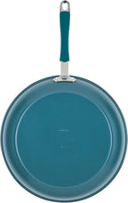 Rachael Ray Cucina Ceramic Nonstick Frying Pan/Skillet, 12.5 Inch Non Stick Open Fry Pan, Dishwasher Safe - Marine Blue