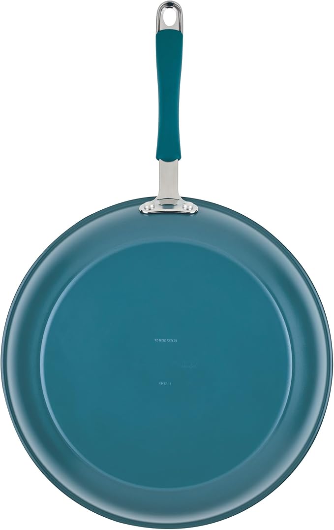 Rachael Ray Cucina Ceramic Nonstick Frying Pan/Skillet, 12.5 Inch Non Stick Open Fry Pan, Dishwasher Safe - Marine Blue