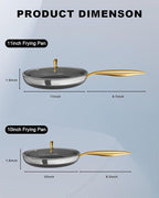 Fogdream 10“11” Stainless Steel Pan, Non Stick Frying Skillet with Lid, Tri-Ply Stainless Steel for All Cooktops, Dishwasher and Oven-Safe Cooking Pan, Stay-Cool Handle, Gold