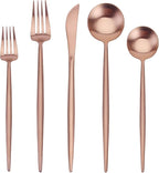 Matte Copper Silverware Set, SHARECOOK 20-Piece Stainless Steel Satin Finish Flatware Set Service for 4, Kitchen Utensil Set, Tableware Cutlery Set for Home and Restaurant