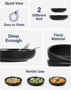 LE TAUCI Pasta Bowls 45 oz, Salad Bowls Set for Serving Soup, Pasta, Noodle, Dinner, Large Kitchen Bowl Plates, Microwave Safe - 8.5 Inch, Set of 4, Matte Black