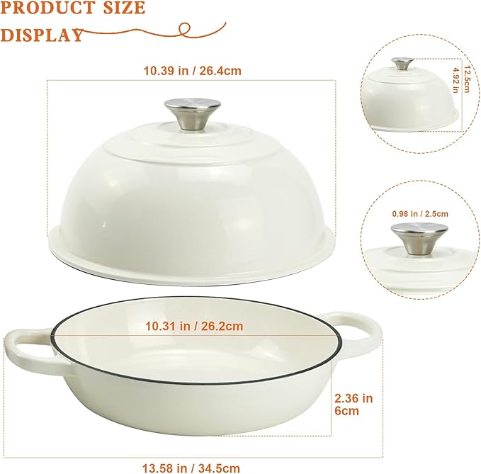 DVK Dutch Oven Pot with Lid for Sourdough Bread Baking Enameled 6 Qt Cast Iron Dutch Oven for Resistant Stovetop and Oven Safe