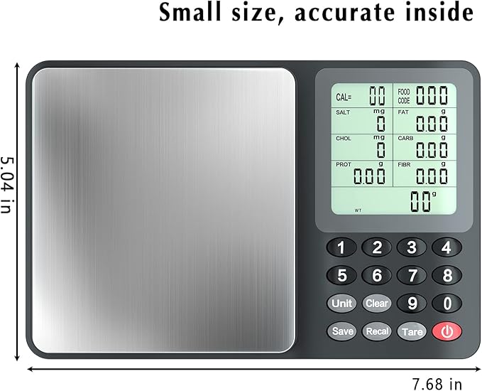 Fuzion Nutrition Food Scale, Digital Food Scale for Weight Loss, Calculating Food Facts, Macro, Calorie, Meal Prep, Portion Control, Stainless Steel