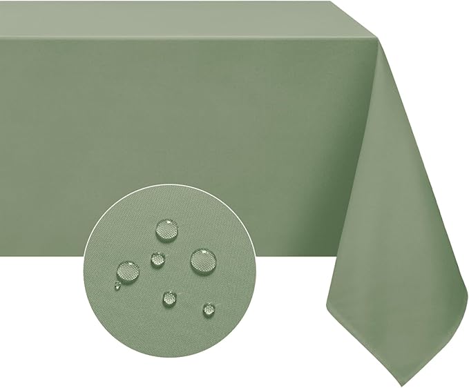 Softalker Rectangle Tablecloth Spring, Waterproof & Stain Resistant Table Cloths Wrinkle Free Fabric Washable 210GSM Polyester Table Cover for Spring/Party/Outdoor - 54 x 54 inch, Sage Green