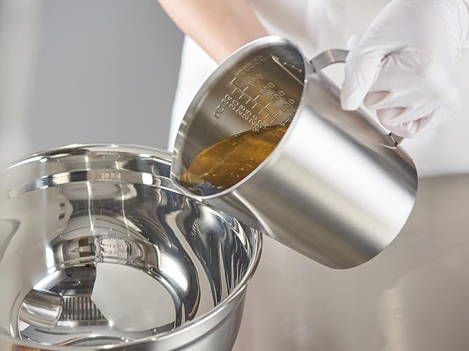 CURTA 18/8 Stainless Steel Measuring Cup with Handle and Pour Lip, Metal Pitcher with Oz and ML marking, 32 OZ/1000 ML- 4 Cup), Heavy-Duty Pitcher