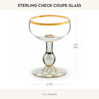 MACKENZIE-CHILDS Coupe Glass, Decorative Stemmed Cocktail Glass, 11 Ounces, Gray-and-White Sterling Check
