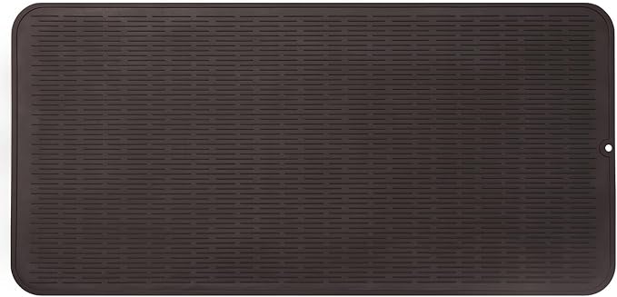 Silicone Dish Drying Mat for Multiple Usage,Easy clean,Eco-friendly,Heat-resistant Silicone Mat for Kitchen Counter or Sink,Refrigerator or Drawer Liner Coffee 5XL 36inches x 18inches