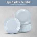 Small Pasta Bowls Set of 8, 16 Oz, 8 inch, Salad bowls, Ceramic bowls, Microwave & Dishwasher Safe, Light Colored Wave Edge